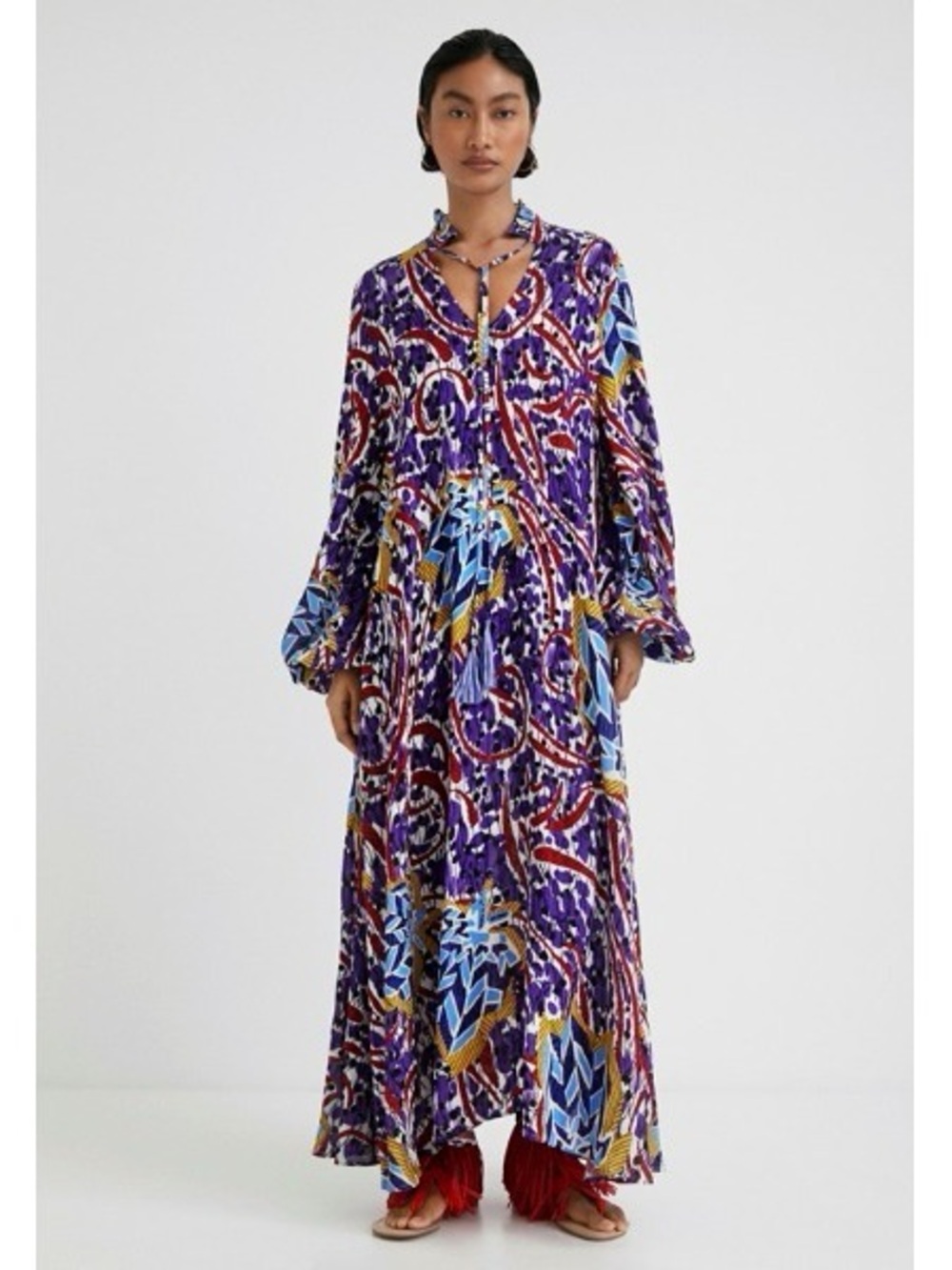 EUC - Desigual Stella Jean collection - Long Sleeve Maxi Dress - size M
